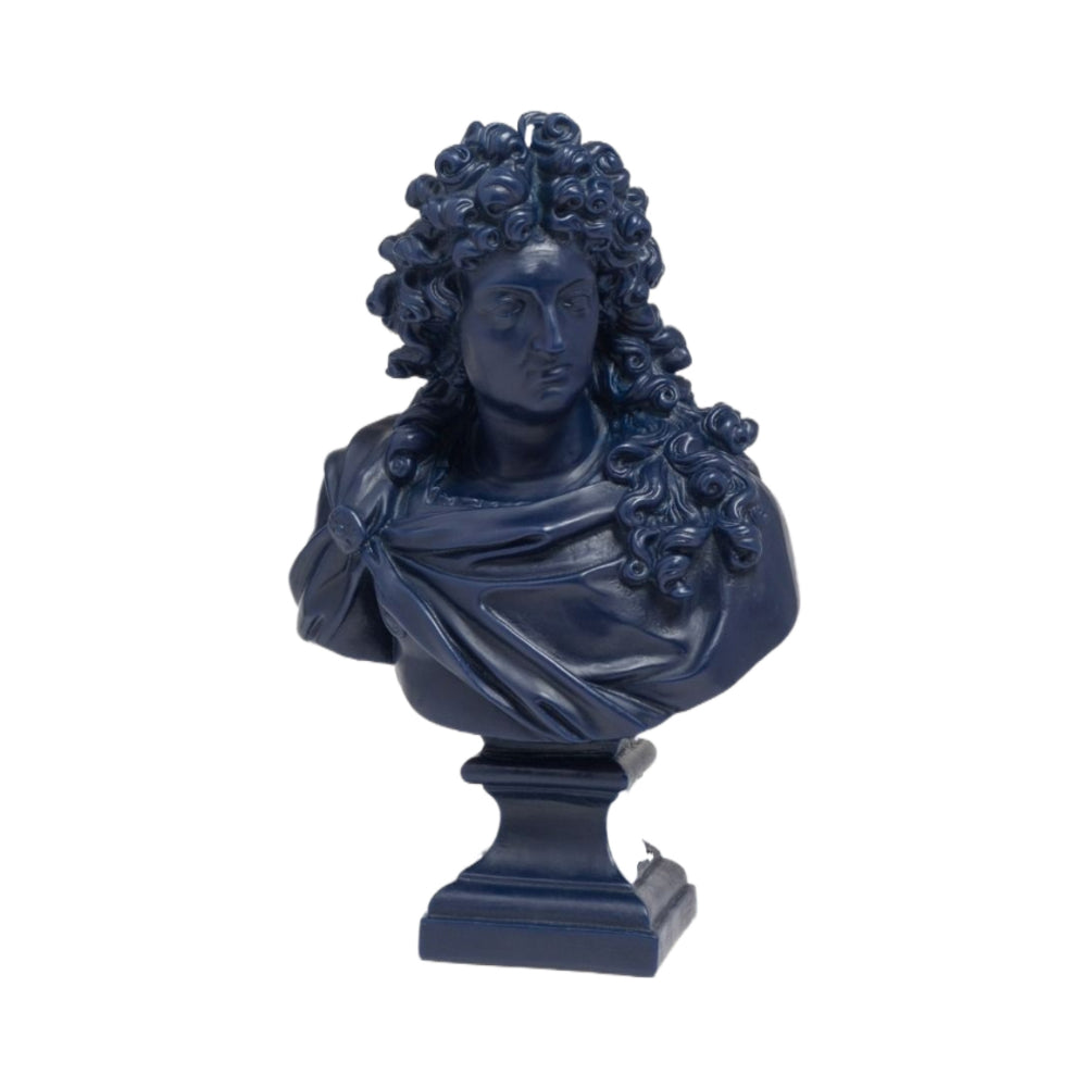 Louis XIV Bust Navy Blue Candle 35cm